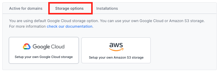 Topol Storage options dialog