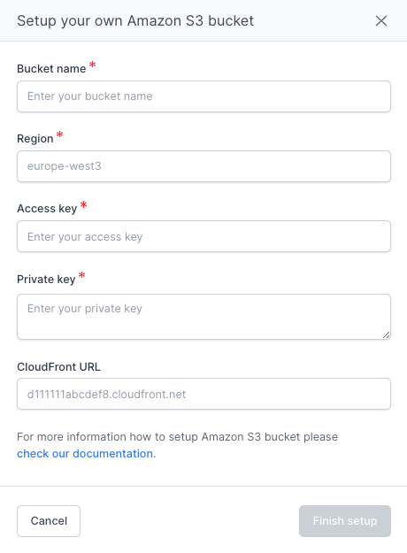 Fill in AWS S3 credentials