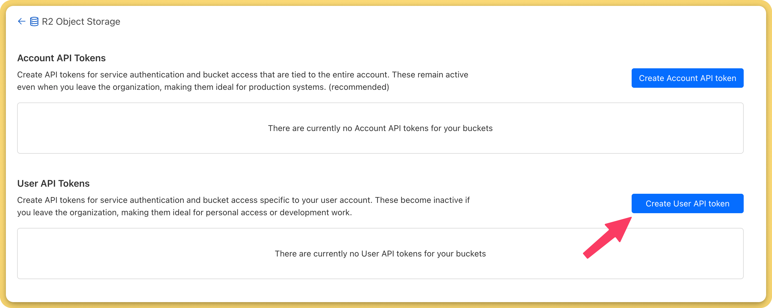 Create User API token