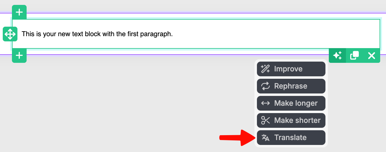Translate option in AI context menu
